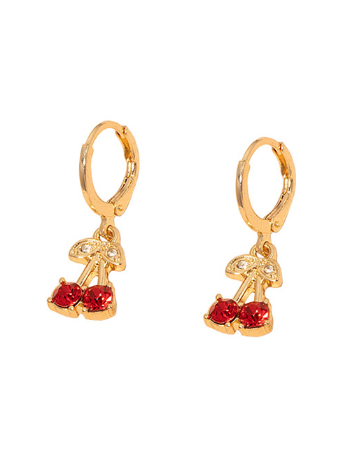 Fashion Cherry Alloy Diamond Earrings