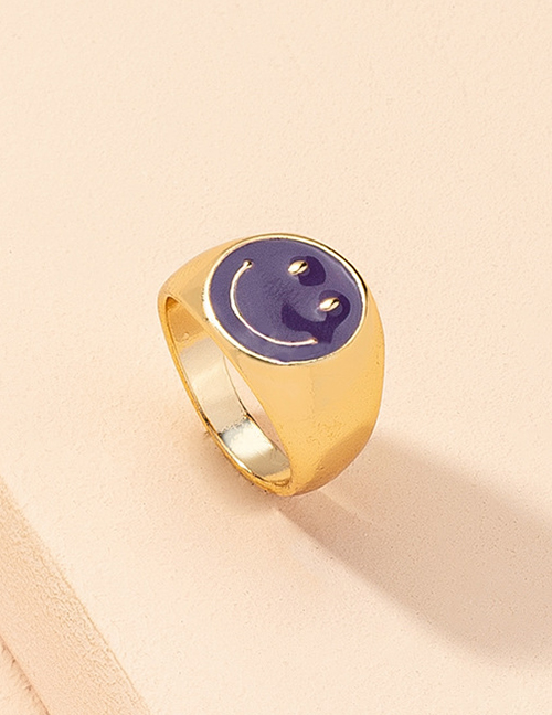 Fashion Purple Alloy Smiley Ring