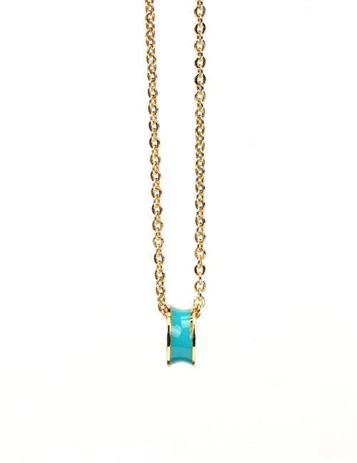 Fashion Blue Geometric Dripping Copper Necklace