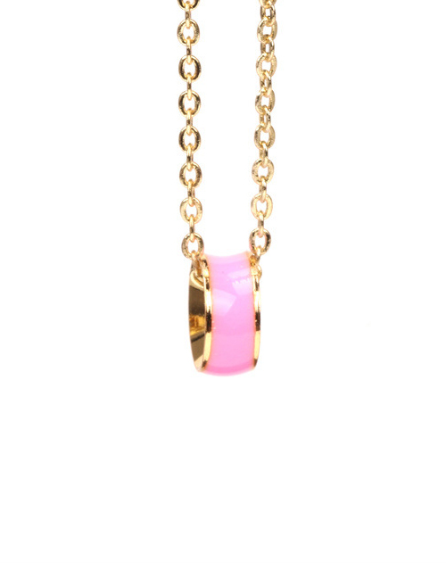 Fashion Pink Geometric Dripping Copper Necklace