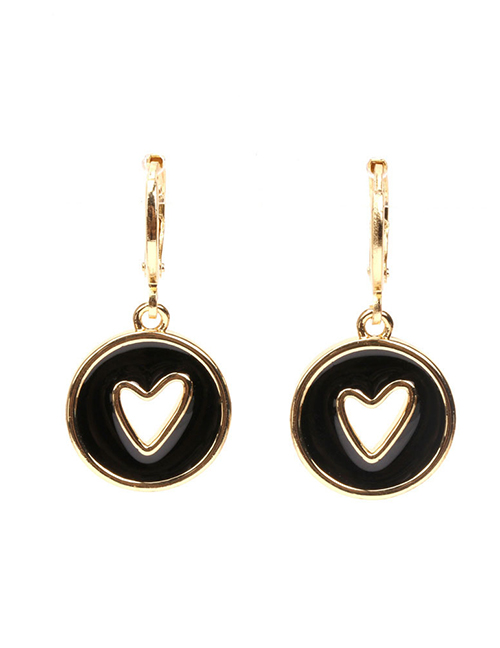 Fashion Black Gold-plated Copper Dripping Heart-shaped Earrings