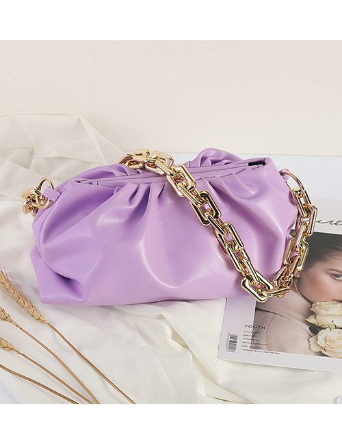 Fashion Purple Pleated Chain Diagonal Bag