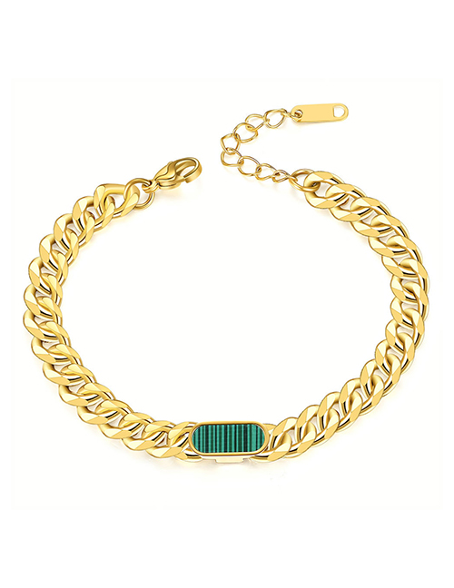 Fashion Green Bracelet Stainless Steel Cuban Chain Bracelet