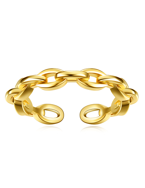 Fashion Gold Copper Plated Silver Chain Hollow Open Ring