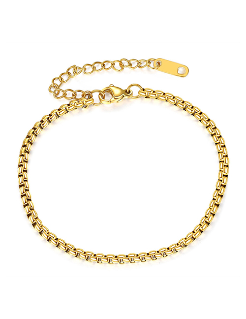 Fashion Gold Stainless Steel Square Chain Necklace