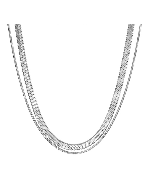 Fashion Steel Color Double Snake Bone Chain Necklace