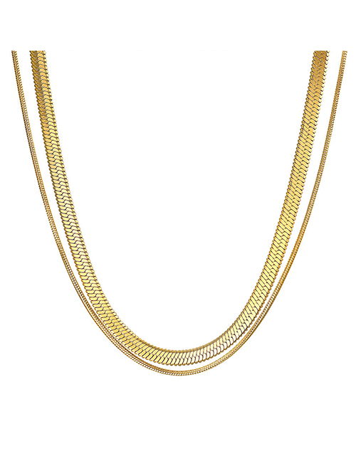 Fashion Gold Double Snake Bone Chain Necklace
