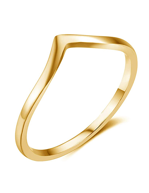 Fashion Gold Titanium Steel Four-color Geometric Arc Ring