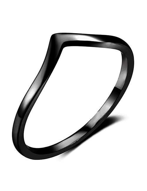 Fashion Gun Black Titanium Steel Four-color Geometric Arc Ring