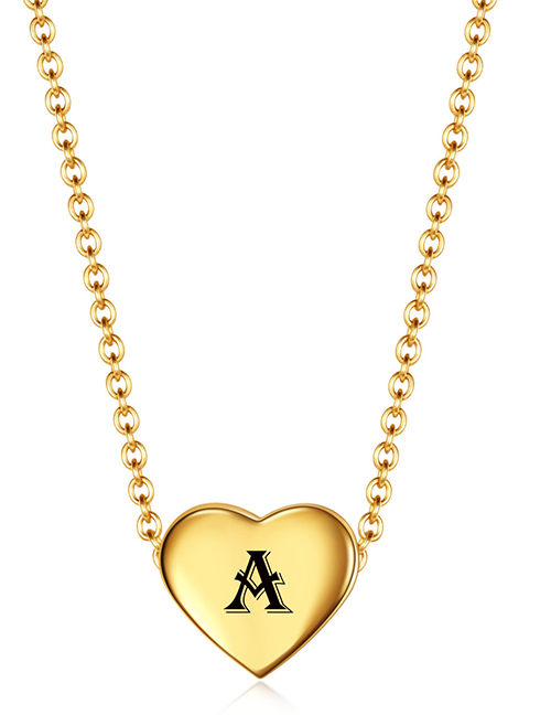 Fashion Golden A Stainless Steel 26 Letter Love Necklace