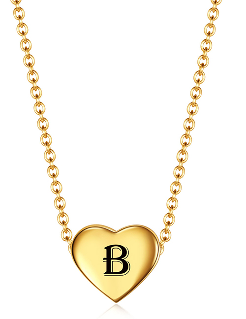 Fashion Golden B Stainless Steel 26 Letter Love Necklace