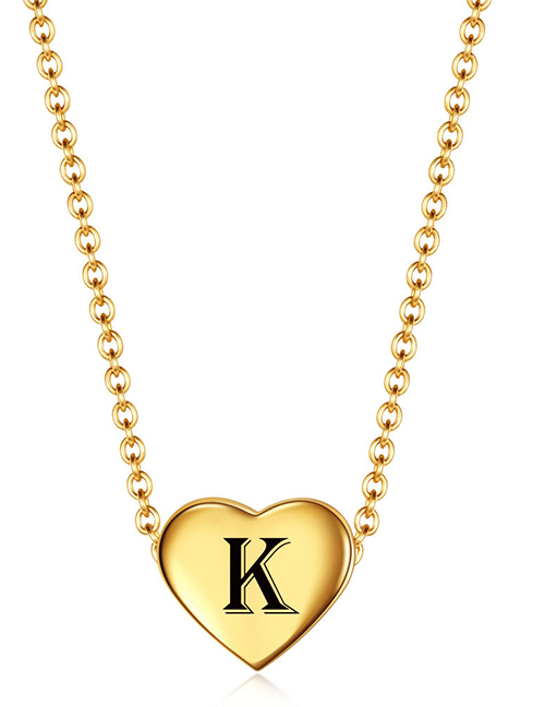Fashion Golden K Stainless Steel 26 Letter Love Necklace