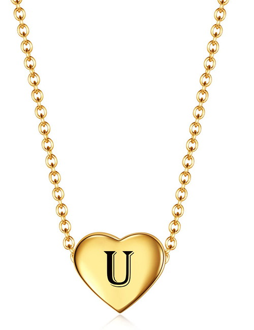 Fashion Golden U Stainless Steel 26 Letter Love Necklace