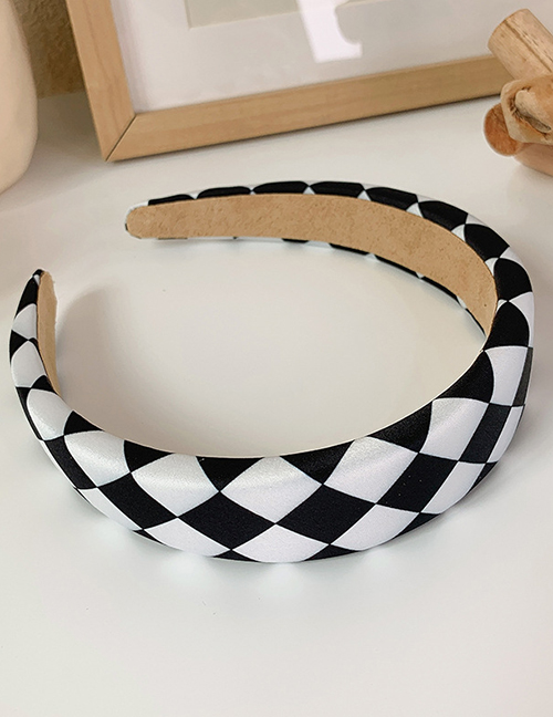 Fashion Black And White Headband Checkerboard Wide-brimmed Headband