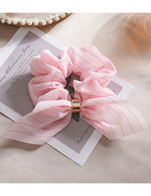 Fashion Pink Silver Silk Cloth Buckle Hair Ring