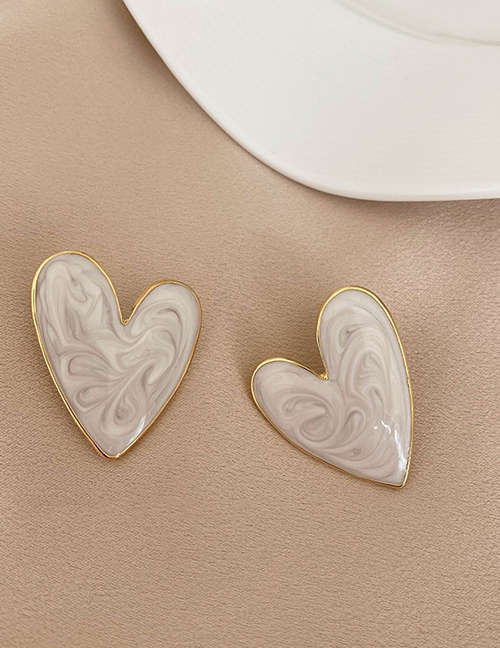 Fashion White Alloy Heart Earrings