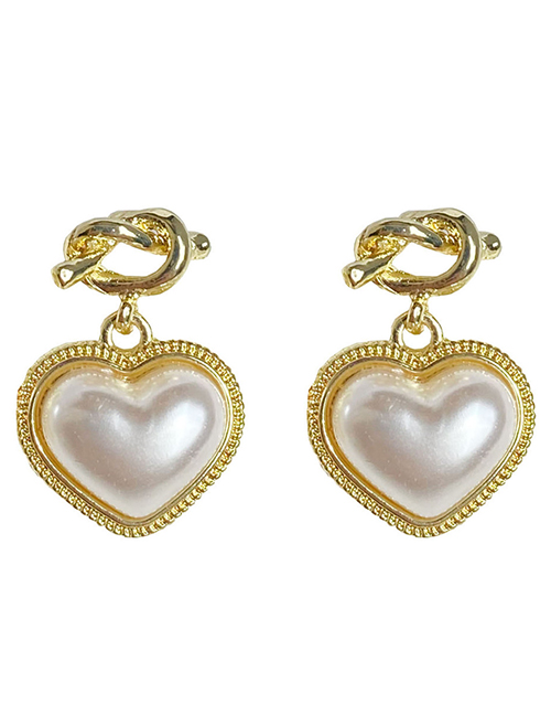 Fashion Gold Color Golden Love Heart Knotted Stud Earrings