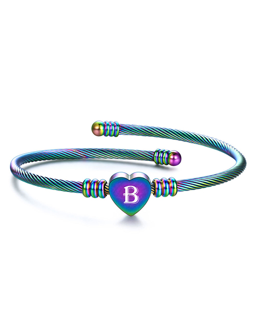 Fashion B Stainless Steel 26 Letters Color Cable Wire Bracelet