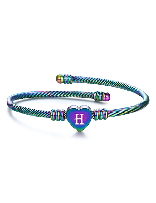 Fashion H Stainless Steel 26 Letters Color Cable Wire Bracelet