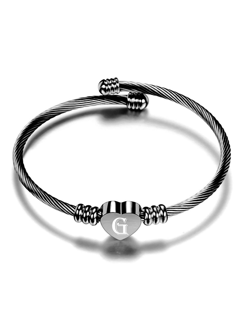 Fashion G Stainless Steel 26 Letters Cable Cord Peach Heart Bracelet