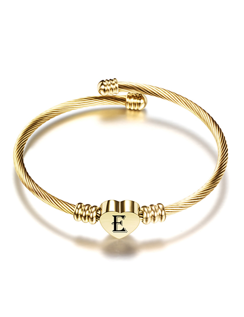 Fashion E Gold 26 Letters Stainless Steel Braided Cable Bracelet