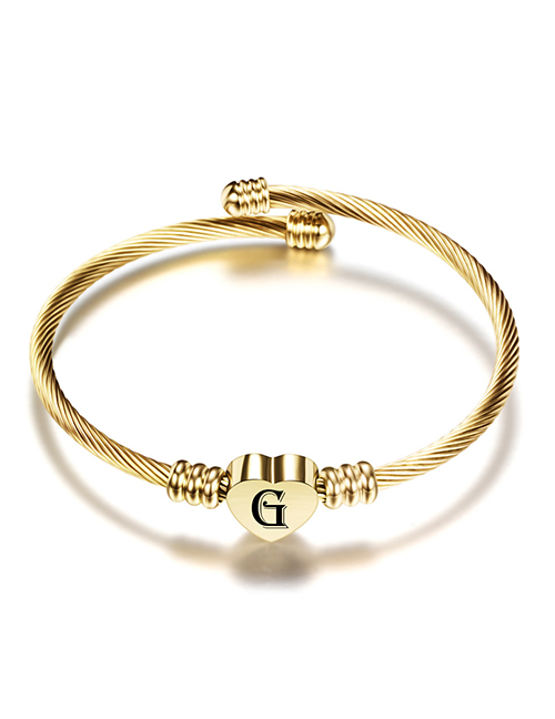 Fashion G Gold 26 Letters Stainless Steel Braided Cable Bracelet