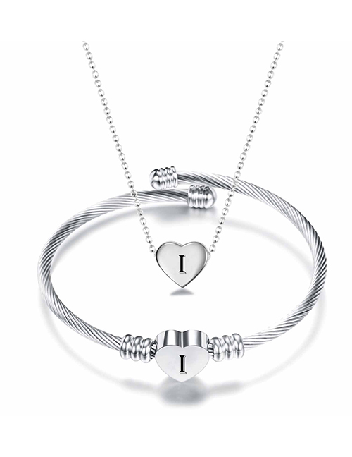 Fashion I Stainless Steel 26 Letters Necklace And Bracelet Set