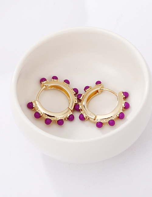 Fashion Deep Purple Round Pearl Earrings