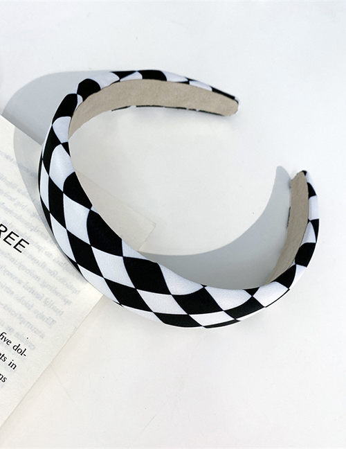Fashion Black And White Grid Checkerboard Wide-brimmed Headband
