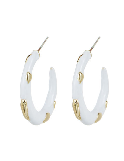 Fashion White Alloy Wave Point C-shaped Earrings