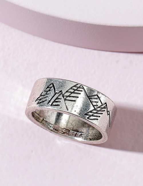 Fashion Silver Color Carved Mountain Broadside Ring