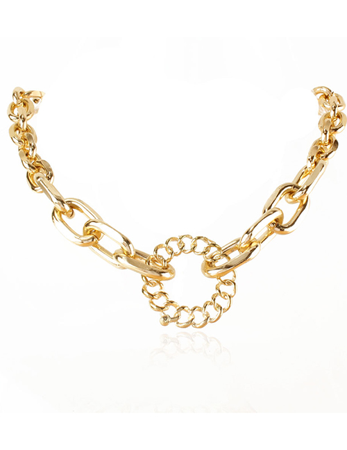 Fashion Gold Color Alloy Circle Chain Necklace