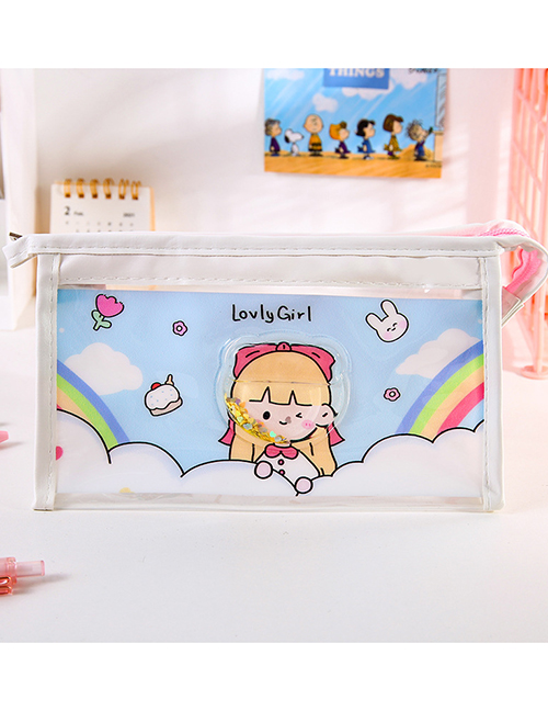Fashion Little Girl Into The Quicksand Cartoon Printing Quicksand Large Capacity Pencil Case
