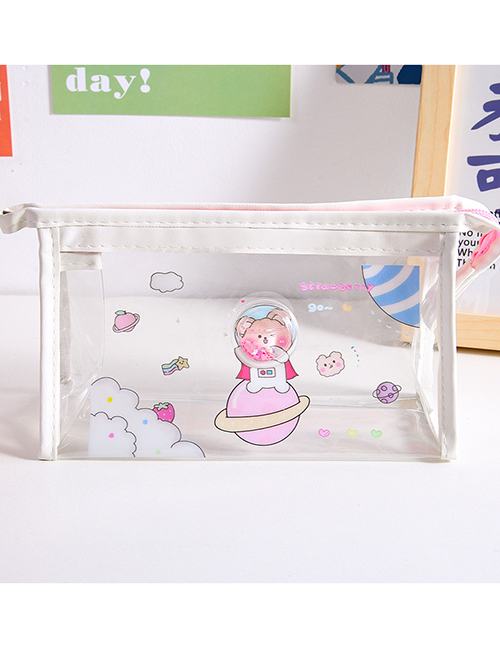 Fashion Into The Oily Quicksand Space Bear Cartoon Printing Quicksand Large Capacity Pencil Case