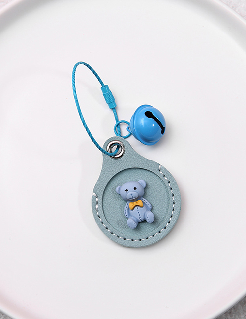 Fashion Blue Bear Pu Cartoon Water Drop-shaped Card Holder