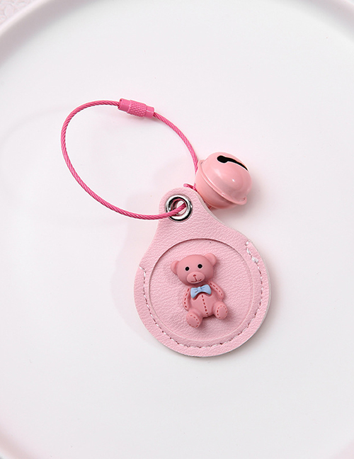 Fashion Pink Bear Pu Cartoon Water Drop-shaped Card Holder