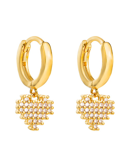 Fashion Gold Color Copper Micro-inlaid Zirconium Heart-shaped Earrings