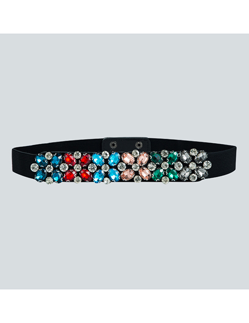 Fashion Color Beaded Diamond Elastic Woven Belt