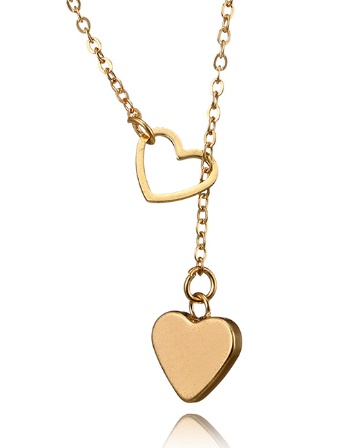Fashion Gold Color Double Love Necklace
