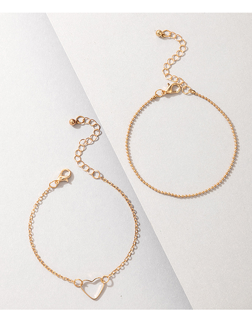Fashion Gold Color Alloy Love Chain Double Bracelet
