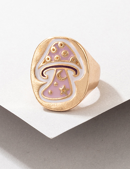Fashion Pink Geometric Dripping Mushroom Ring