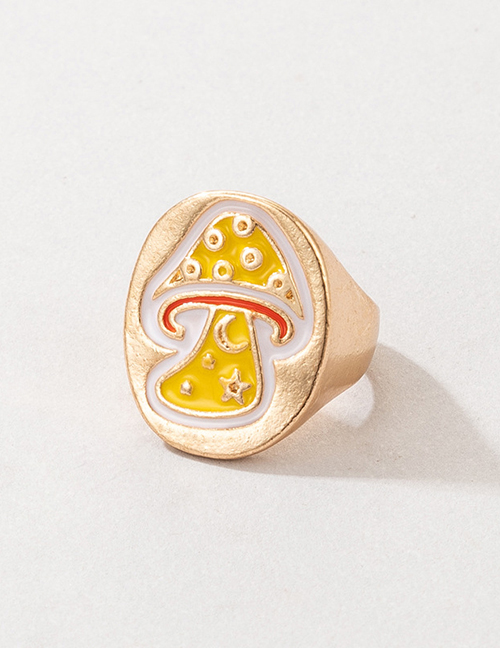 Fashion Yellow Geometric Dripping Mushroom Ring