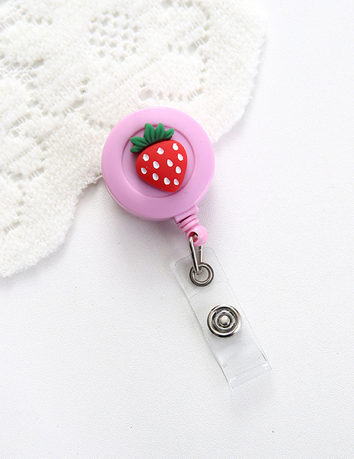 Fashion Strawberry Resin Round Cartoon Badge Retractable Buckle