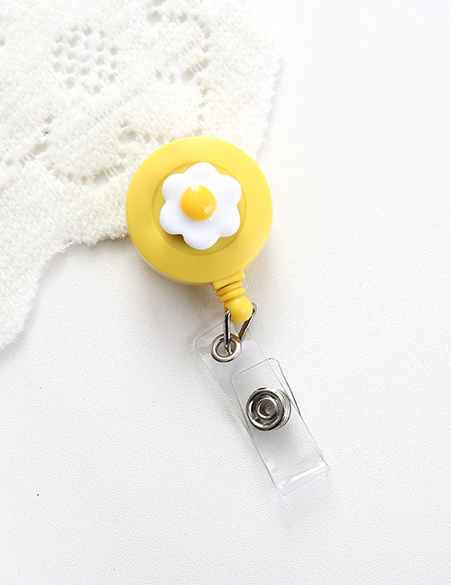 Fashion Poached Egg Resin Round Cartoon Badge Retractable Buckle