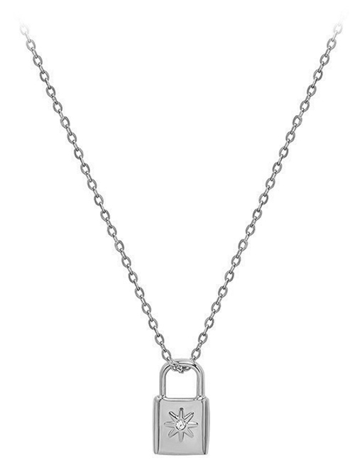 Fashion Steel Necklace Titanium Steel Mobile Lock Zircon Necklace