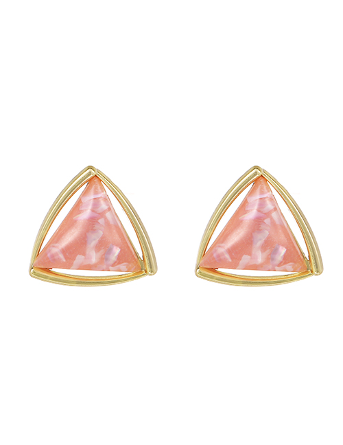 Fashion Pink Alloy Resin Triangle Earrings