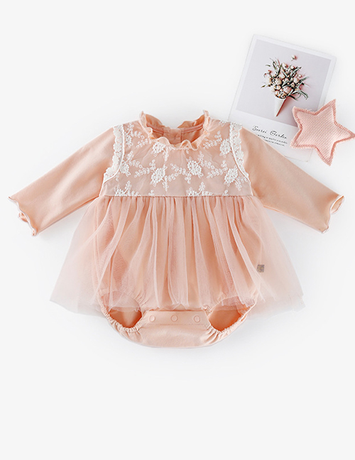 Fashion Pink Baby Lace Floret One-piece Dress