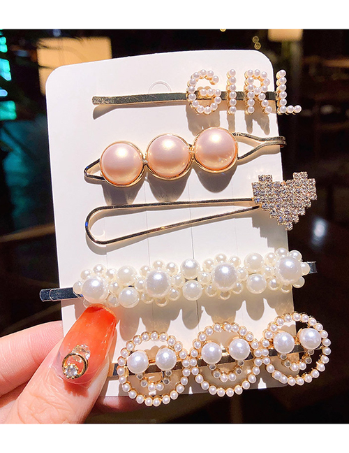 Fashion 11# Pearl Word Clip Hairpin Set