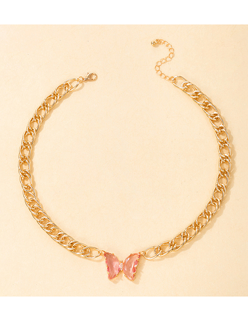 Fashion Gold Color Alloy Butterfly Thick Chain Single Layer Necklace