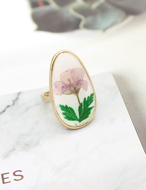 Fashion Purple Gold Color-plated Oil Drop Flower Ring